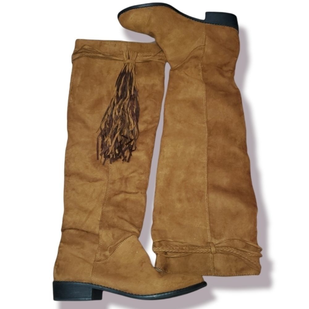 H&M Tan Suede Tassel Boots size 9.5